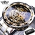 Vencedor Moda Transparente Diamante Luminoso Engrenagem Movimento Design Real Ma - comprar online