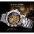Vencedor Moda Transparente Diamante Luminoso Engrenagem Movimento Design Real Ma