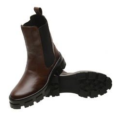 Bota Coturno Feminino Cano Medio Sola Tratorada - comprar online