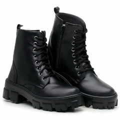 Bota Coturno Feminino Cano Alto Preto