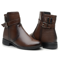 Coturno Curto Fechamento Em Ziper Detalhe Fivela - comprar online