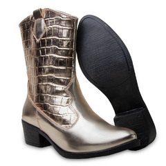 Bota Texana Ana Caste Tendência da Moda Metalizado