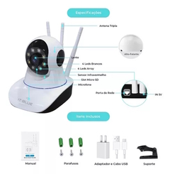 Camera Robo 3 Antenas Ip Wifi 360º 1080p Sistema Yoosee/yyp2p original - comprar online