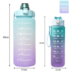 Imagem do Kit Garrafas 3 em 1 garrafas 2L 900ml 300ml Squeze Academia