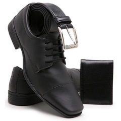 Kit Sapato Social Masculino Cinto E Carteira Com Atacador.