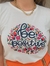 Camiseta T Shirt Feminina Be Positive Flores - com pérolas - comprar online