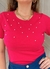Imagem do Blusa Canelada Manga Curta Gola Redonda - COM PÉROLAS