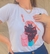 Camiseta T Shirt Feminina Menina com Chapéu - com pérolas