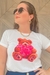 Camiseta T Shirt Feminina Urso com Flores - com pérolas