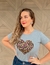 Camiseta T Shirt Feminina Coração Animal Print Colorido