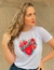 Camiseta T Shirt Feminina Coração de Flores