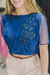 Croptop azul con mangas bordado