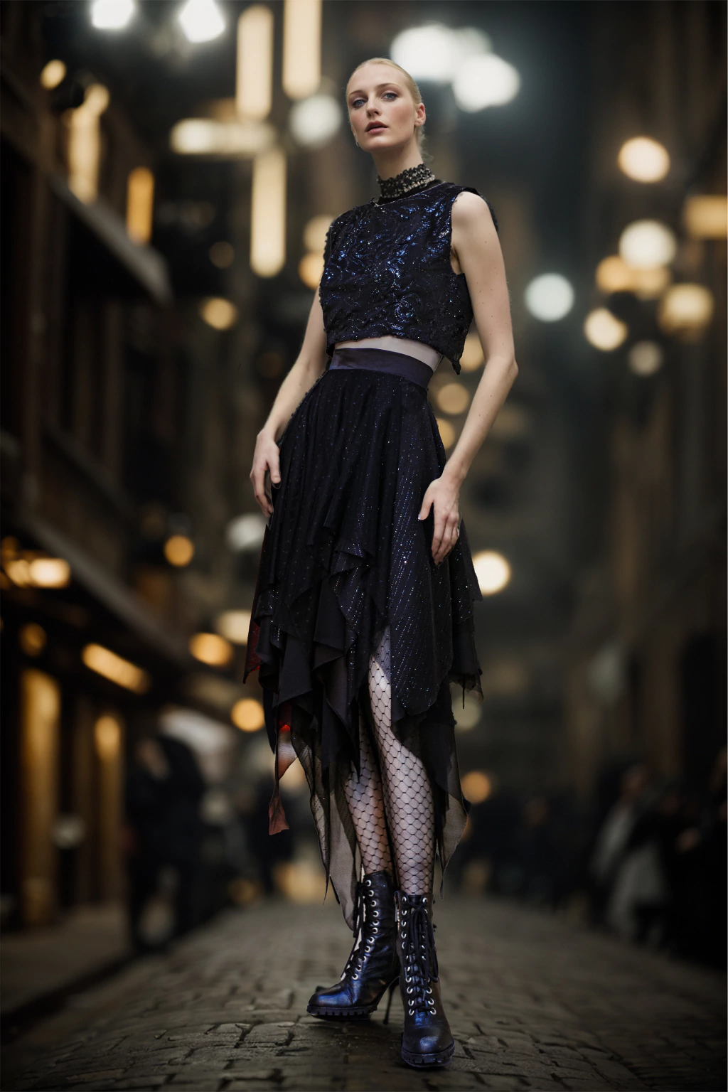 Falda irregular negra
