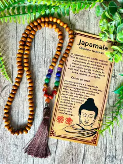 Japamala de Madeira e Pedras dos Chakras 108 contas - comprar online