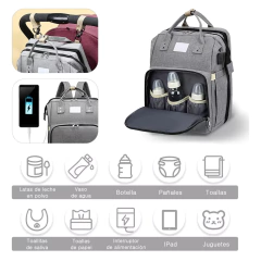 MOCHILA MATERNAL CON CUNA Y CAMBIADOR - Blue Sky tendencias