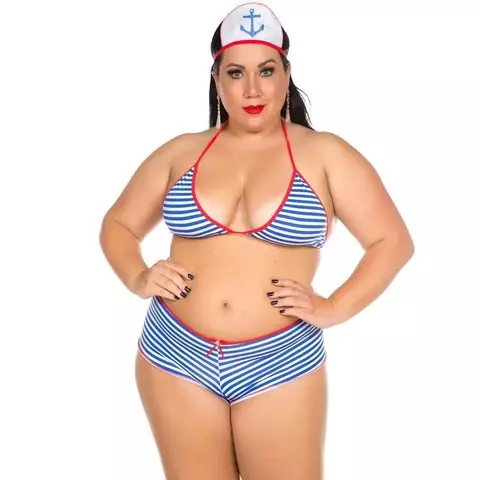 Kit mini fantasia marinheira plus size - Tamanho Plus GG