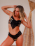 Conjunto de Tule Bordado Luana Preto com Azul com Dourado - SENSUALLE BOUTIQUE 