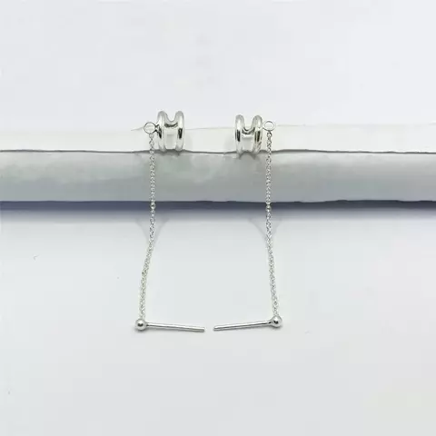 Brinco bolinha corrente com fake 2 aros - UAU