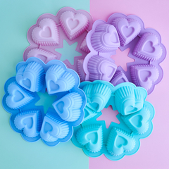 Molde Silicona Reposteria Artesania 6 Corazones Muffins