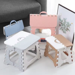 Banquito Plegable Reforzado Gris y Blanco