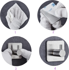 X4 Gancho Autoadhesivo Acero Inoxidable - iLion Store