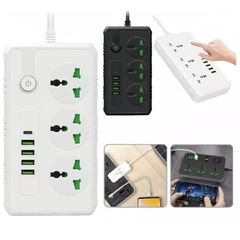 Imagen de Zapatilla Alargue Adaptador Electrico Moderna 8 En 1 Usb