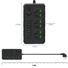 Zapatilla Alargue Adaptador Electrico Moderna 8 En 1 Usb