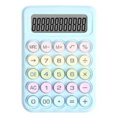 Calculadora Teclas Redondas 12 Digitos Celeste - iLion Store