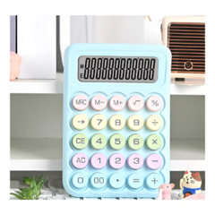 Imagen de Calculadora Teclas Redondas 12 Digitos Celeste