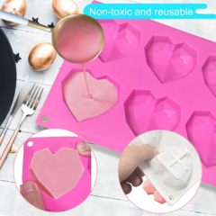 Molde Silicona 6 Corazones de Diamante - tienda online