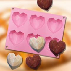 Molde Silicona 6 Corazones de Diamante - comprar online