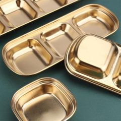 Recipiente Doble de Aderezos Dorado - tienda online