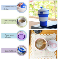 Imagen de Vaso Termico Plegable Agarre De Silicona 350 Ml Taza Cafe