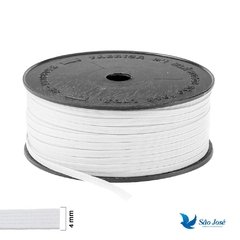 Rolo de Elástico Chato Branco 4mm - São José 100m