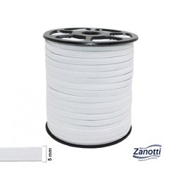 Rolo de Elástico Chato Branco 5mm - Zanotti 100m