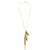 Colar longo folhas douradas
