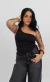 Blusa Regata Assimétrica Preta - Martina Atacado