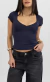 Blusa Decote V Marinho - Martina Atacado