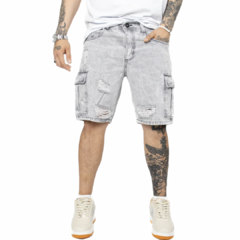 Bermuda de jeans cargo con rotura mom