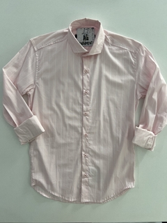 Camisa de poplin rosa rayada