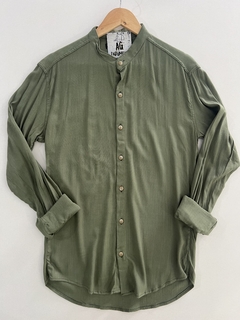 Camisa de lino cuello mao lisa - tienda online