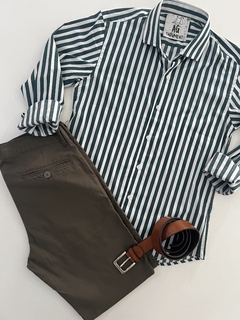 Camisa de poplin raya gruesa - tienda online
