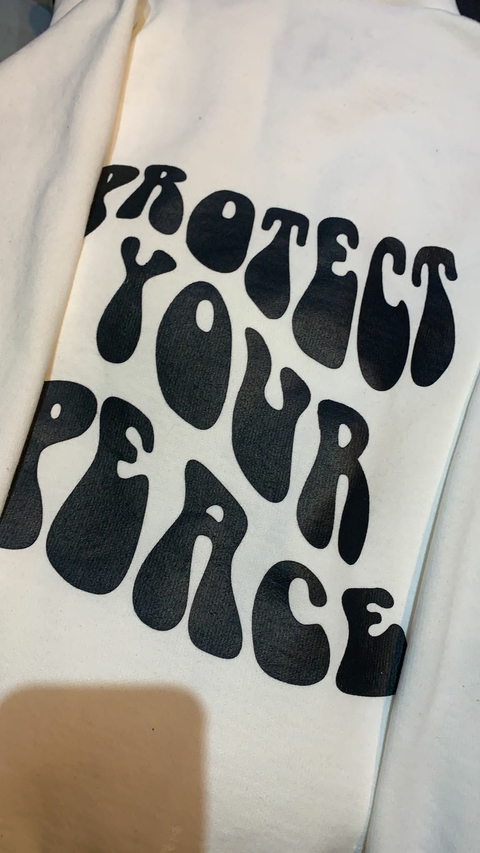 Protect Your Peace Offwhite com Preto