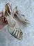 ZAPATO CUERO BEIGE Y LAME PLATA