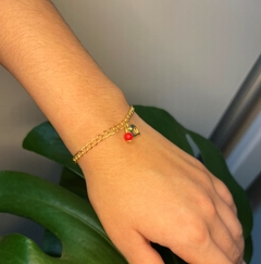 Pulseira Elos Pingente coração Banhada ouro 18k