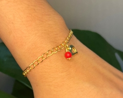 Pulseira Elos Pingente coração Banhada ouro 18k - comprar online