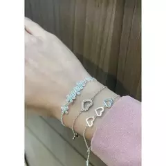 Pulseira Coração Cravejado Borboleta Prata 925 - Malivi Store
