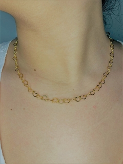 Gargantilha Coração 40cm Banhada a Ouro 18k