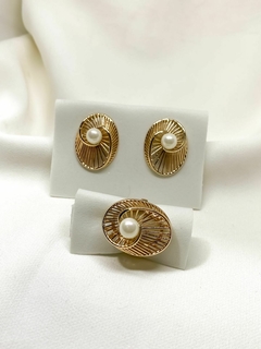 Conjunto Caracol Vazado e Pérola