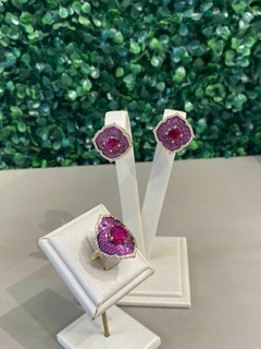 Conjunto Flor Rubi Cravejado